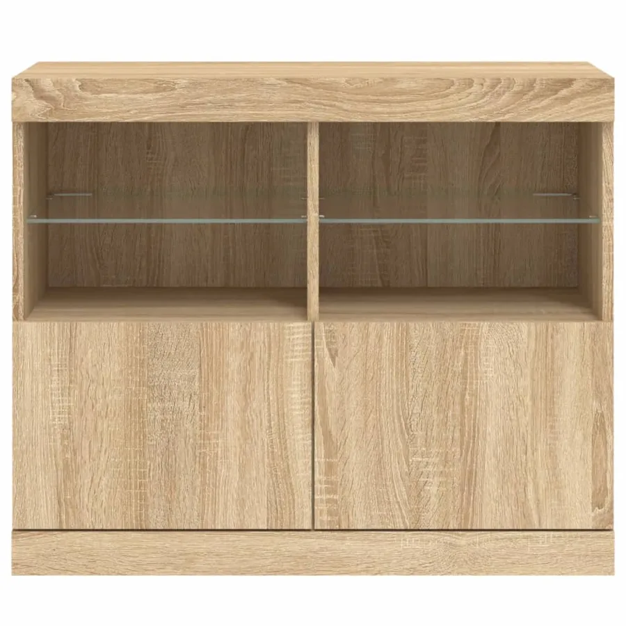 Buffet avec lumières LED chêne sonoma 81x37x67 cm - 6