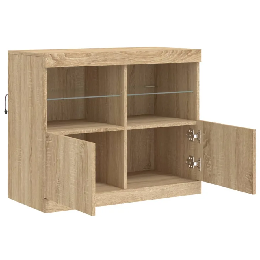 Buffet avec lumières LED chêne sonoma 81x37x67 cm - 7