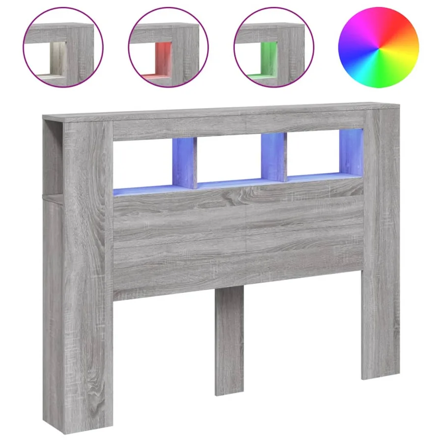 Tête de lit à LED sonoma gris 140x18,5x103,5 cm bois ingénierie - 2