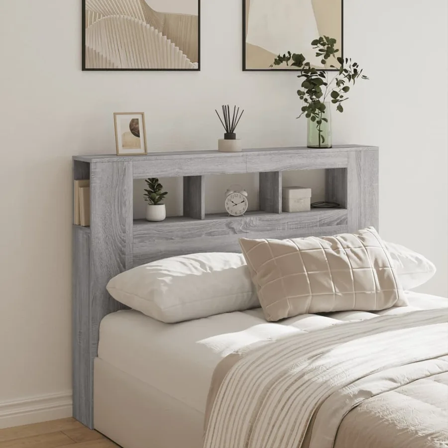 Tête de lit à LED sonoma gris 140x18,5x103,5 cm bois ingénierie - 3
