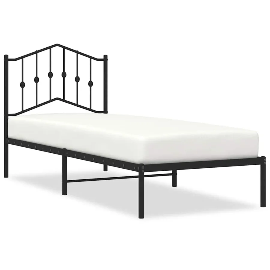 Cadre de lit métal sans matelas avec tête de lit noir 80x200 cm - 2