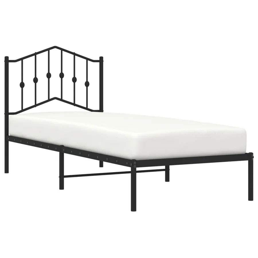 Cadre de lit métal sans matelas avec tête de lit noir 80x200 cm - 3