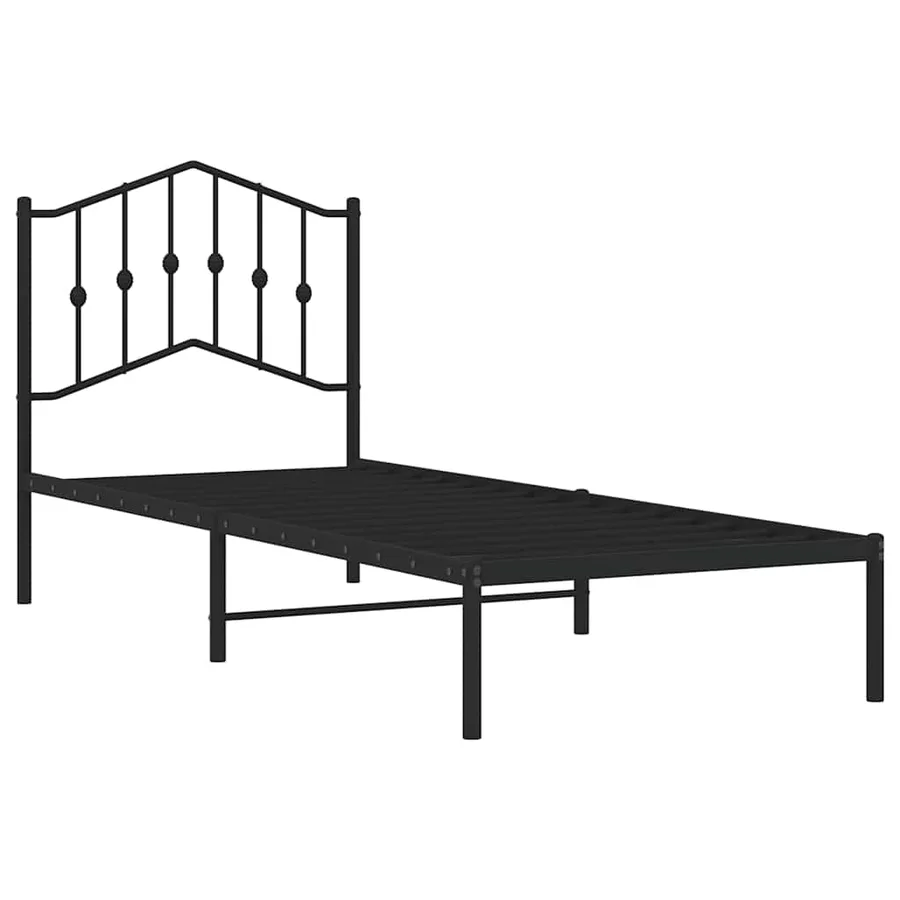 Cadre de lit métal sans matelas avec tête de lit noir 80x200 cm - 4