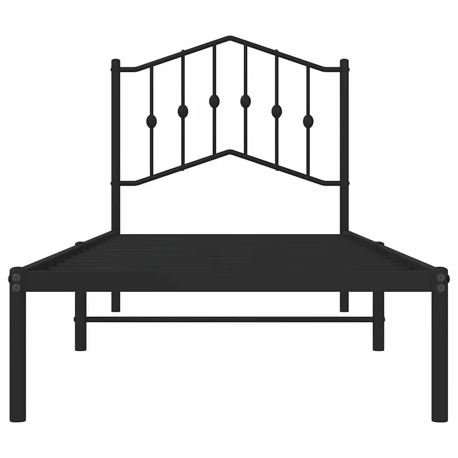 Cadre de lit métal sans matelas avec tête de lit noir 80x200 cm - 5