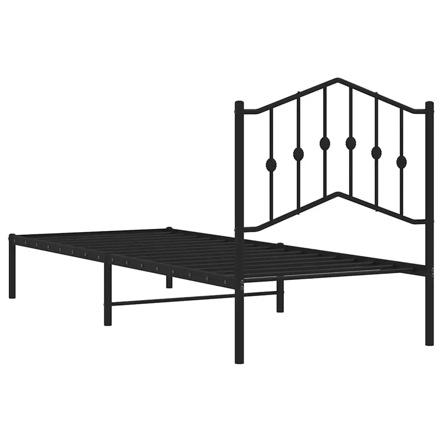 Cadre de lit métal sans matelas avec tête de lit noir 80x200 cm - 7