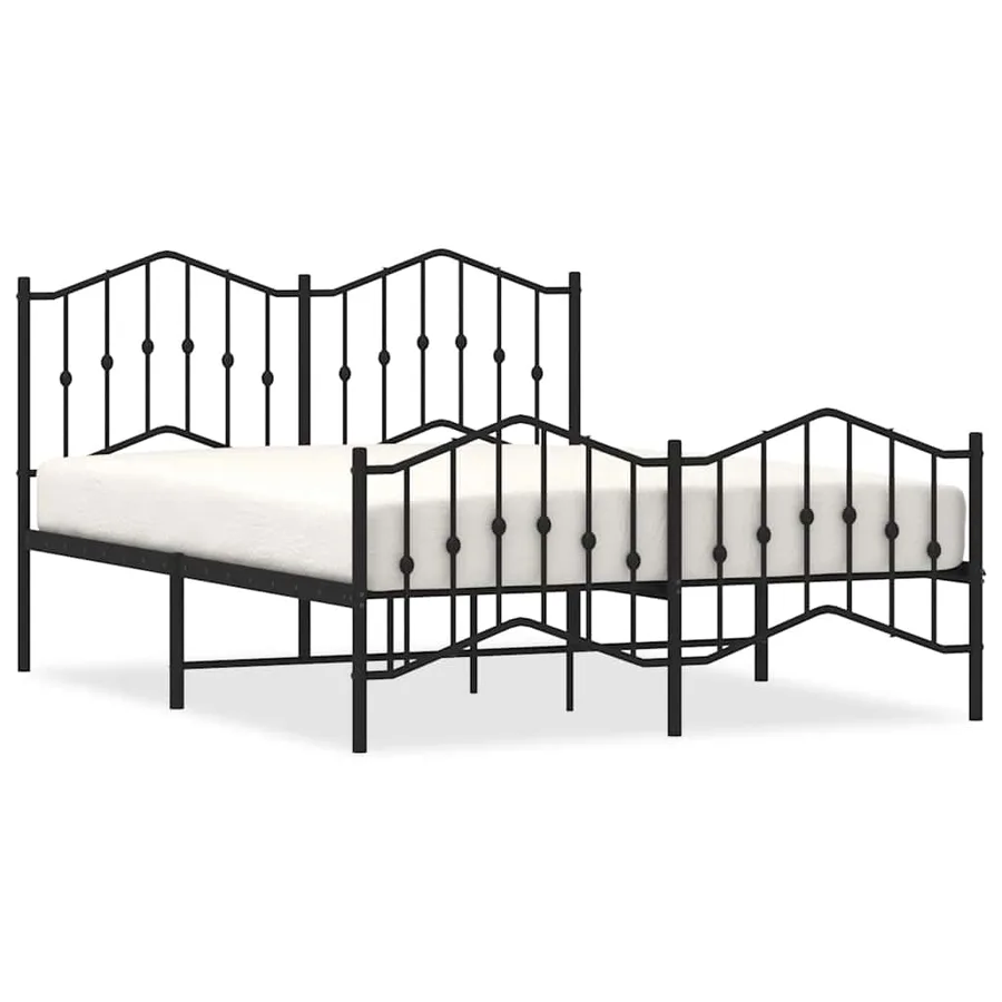 Cadre de lit métal sans matelas avec pied de lit noir 135x190cm - 2
