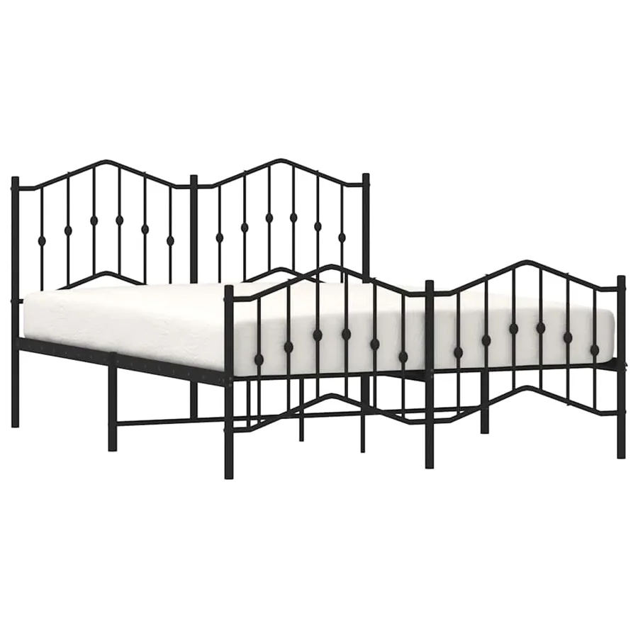 Cadre de lit métal sans matelas avec pied de lit noir 135x190cm - 4