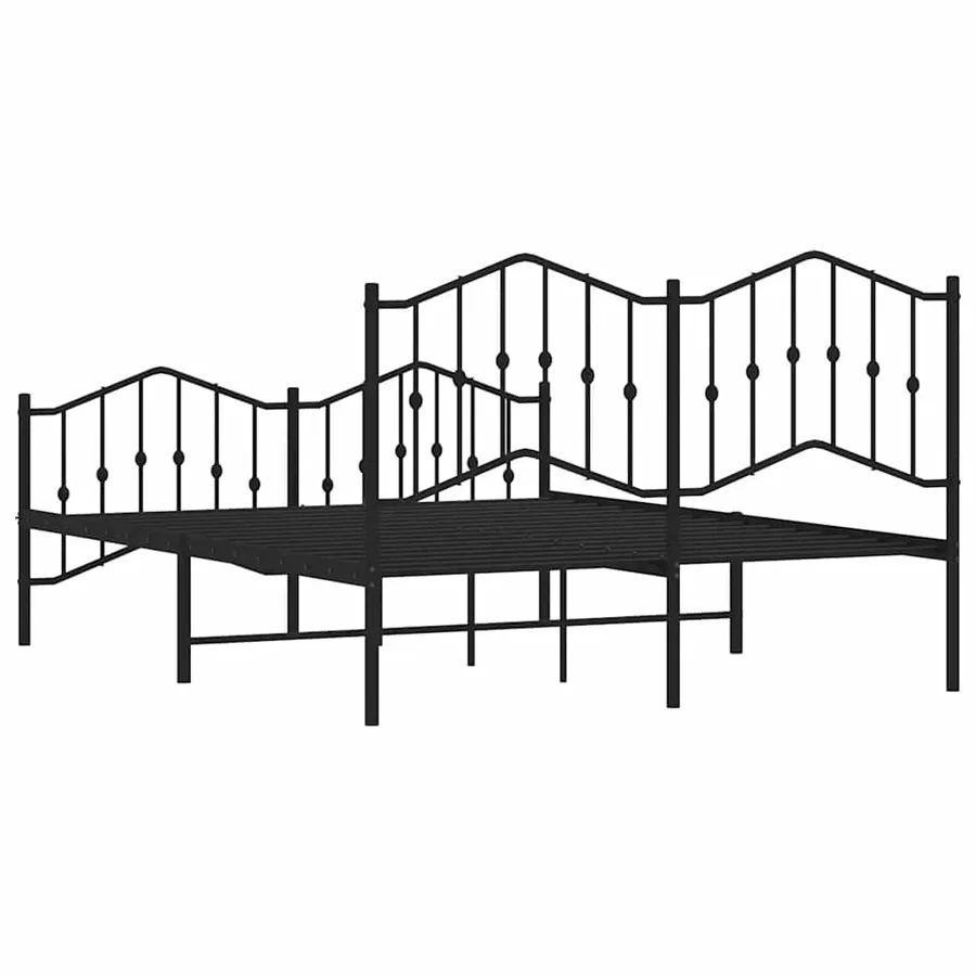 Cadre de lit métal sans matelas avec pied de lit noir 135x190cm - 8