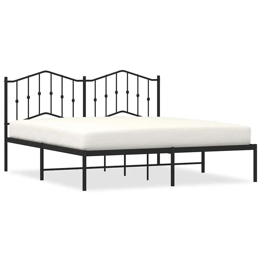 Cadre de lit métal sans matelas avec tête de lit noir 183x213cm - 2