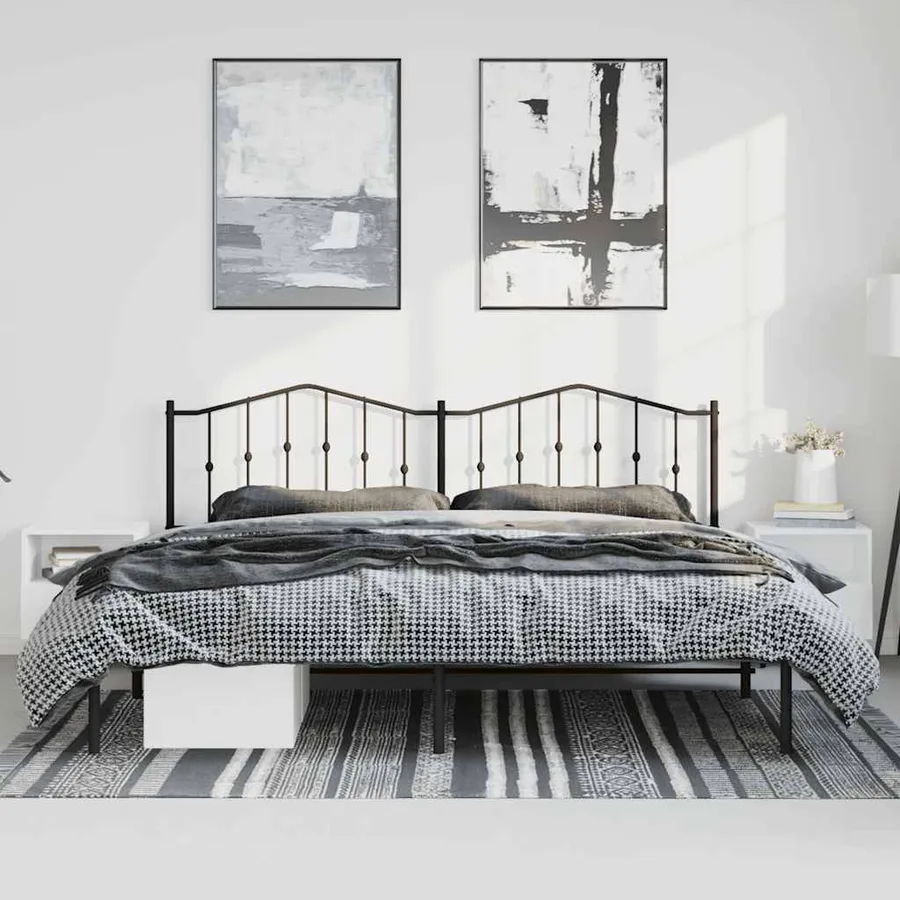 Cadre de lit métal sans matelas avec tête de lit noir 183x213cm - 3
