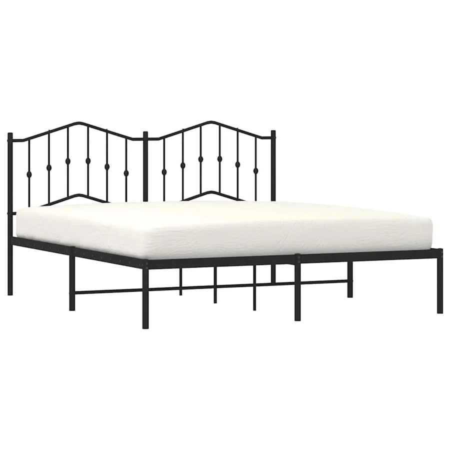 Cadre de lit métal sans matelas avec tête de lit noir 183x213cm - 4