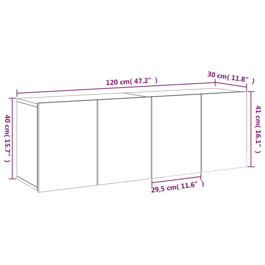 Meubles TV muraux 2 pcs blanc 60x30x41 cm - 13