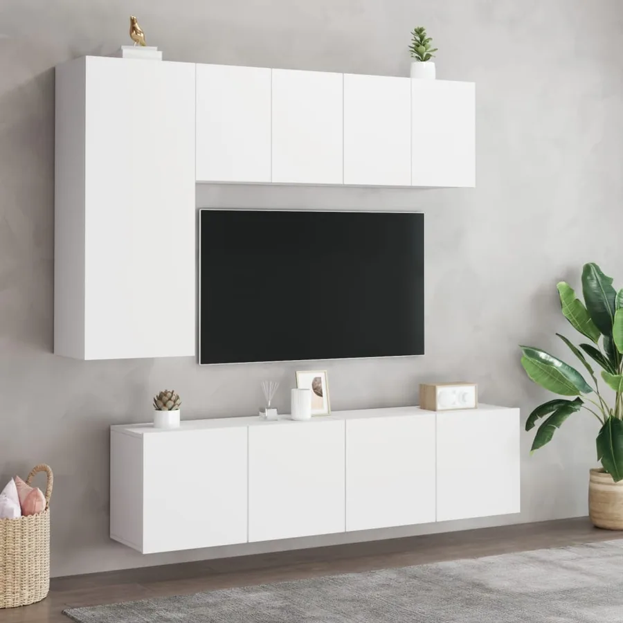 Meubles TV muraux 2 pcs blanc 60x30x41 cm - 3