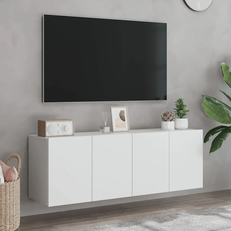 Meubles TV muraux 2 pcs blanc 60x30x41 cm - 4