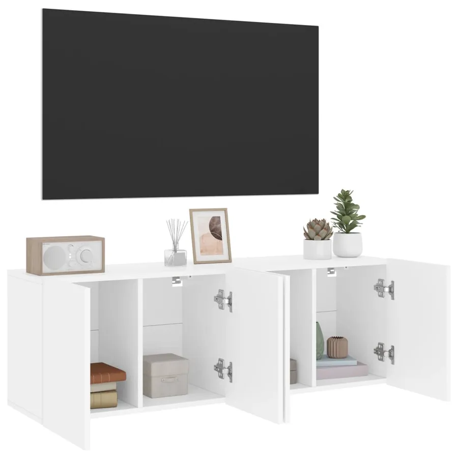 Meubles TV muraux 2 pcs blanc 60x30x41 cm - 5
