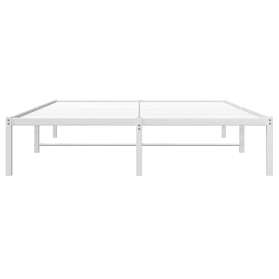 Cadre de lit métal blanc 135x190 cm - 5