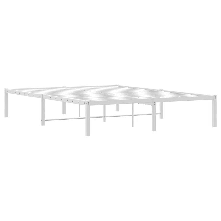 Cadre de lit métal blanc 135x190 cm - 7