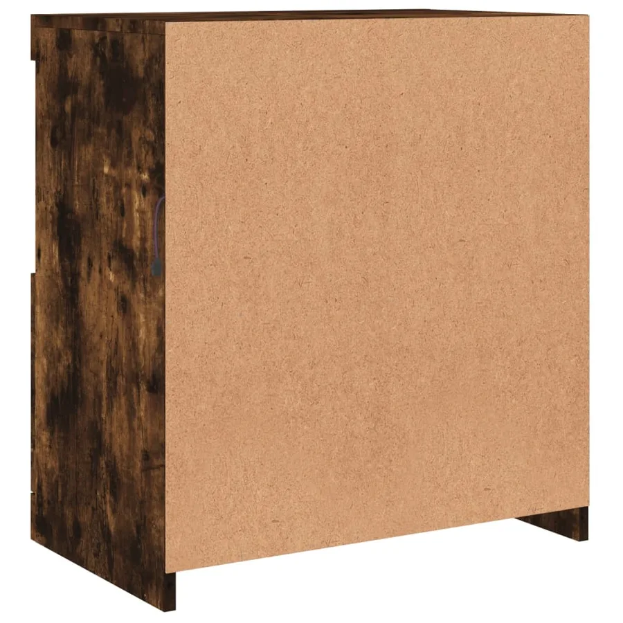 Buffet avec lumières LED chêne fumé 60,5x37x67 cm - 9