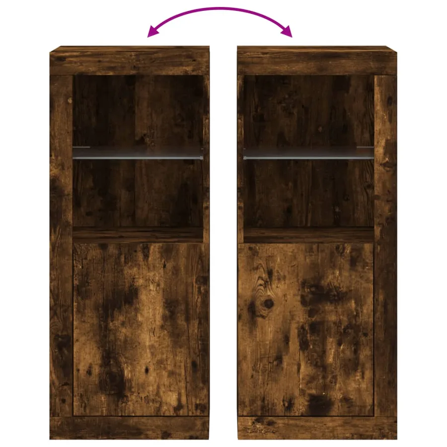 Buffet avec lumières LED chêne fumé 41x37x100 cm - 10