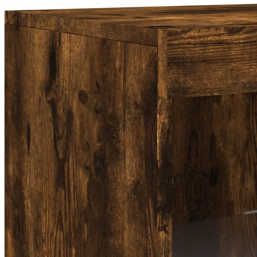 Buffet avec lumières LED chêne fumé 41x37x100 cm - 11