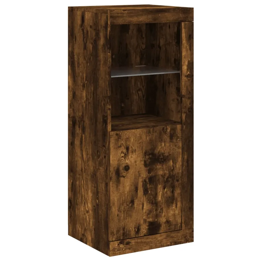 Buffet avec lumières LED chêne fumé 41x37x100 cm - 3