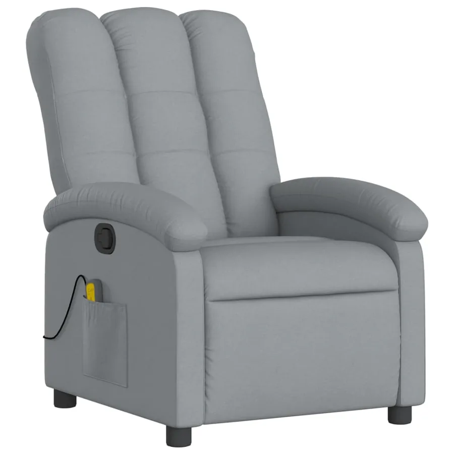 Fauteuil de massage inclinable gris clair tissu - 3