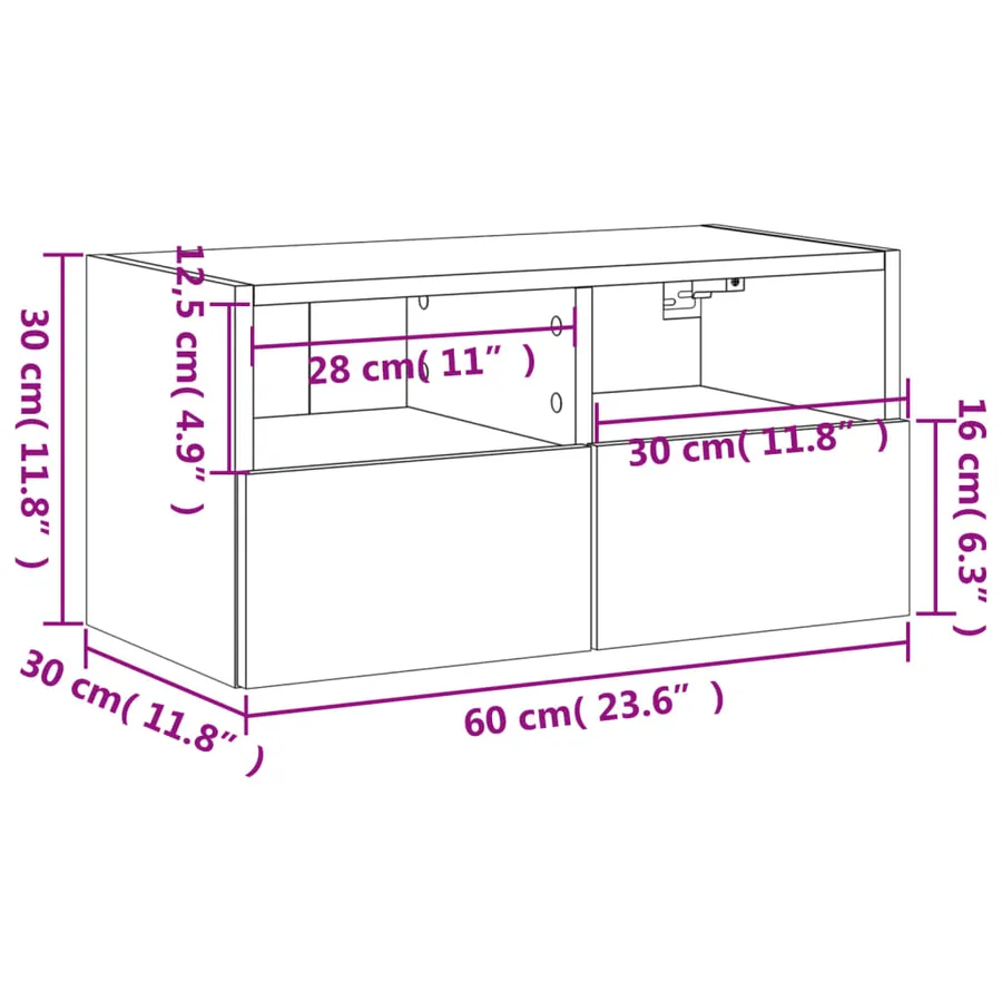 Meuble TV mural blanc 60x30x30 cm bois d'ingénierie - 14