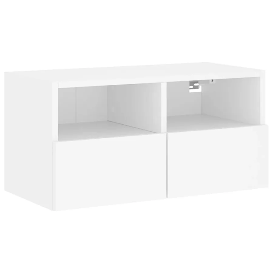 Meuble TV mural blanc 60x30x30 cm bois d'ingénierie - 2