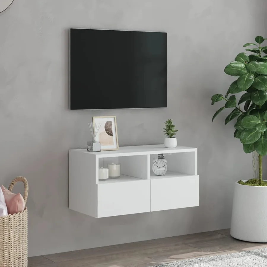 Meuble TV mural blanc 60x30x30 cm bois d'ingénierie - 3