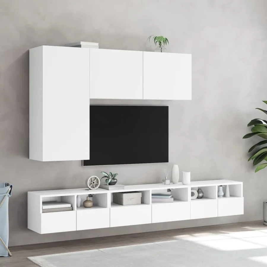 Meuble TV mural blanc 60x30x30 cm bois d'ingénierie - 4