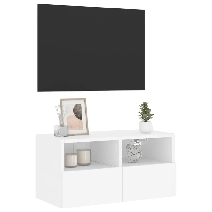 Meuble TV mural blanc 60x30x30 cm bois d'ingénierie - 5