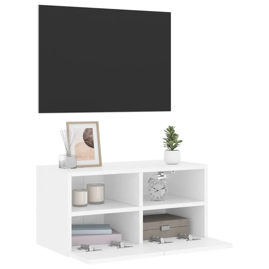 Meuble TV mural blanc 60x30x30 cm bois d'ingénierie - 6