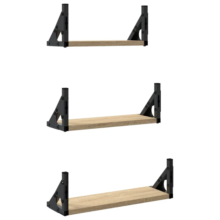 Ensemble d'étagères murales 3pcs chêne sonoma bois d'ingénierie - 6