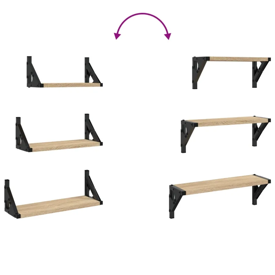 Ensemble d'étagères murales 3pcs chêne sonoma bois d'ingénierie - 7