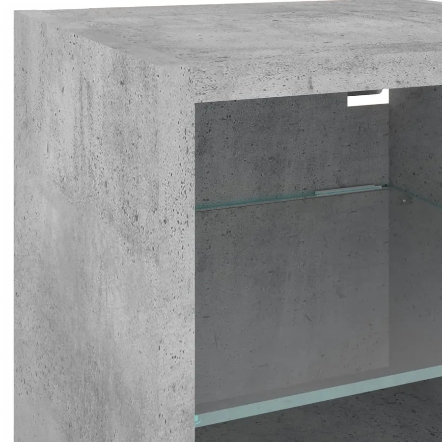Unités murales TV avec LED 8 pcs gris béton bois d'ingénierie - 9