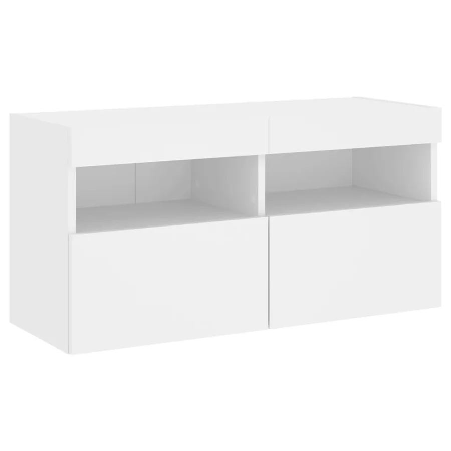 Ensemble de meubles TV muraux 7 pcs avec lumières LED blanc - 9