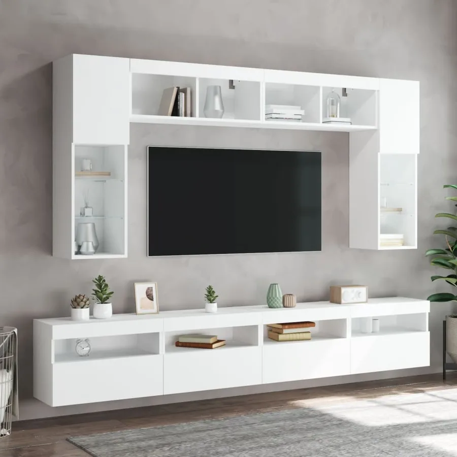 Meuble TV mural avec lumières LED blanc 60x30x40 cm - 6