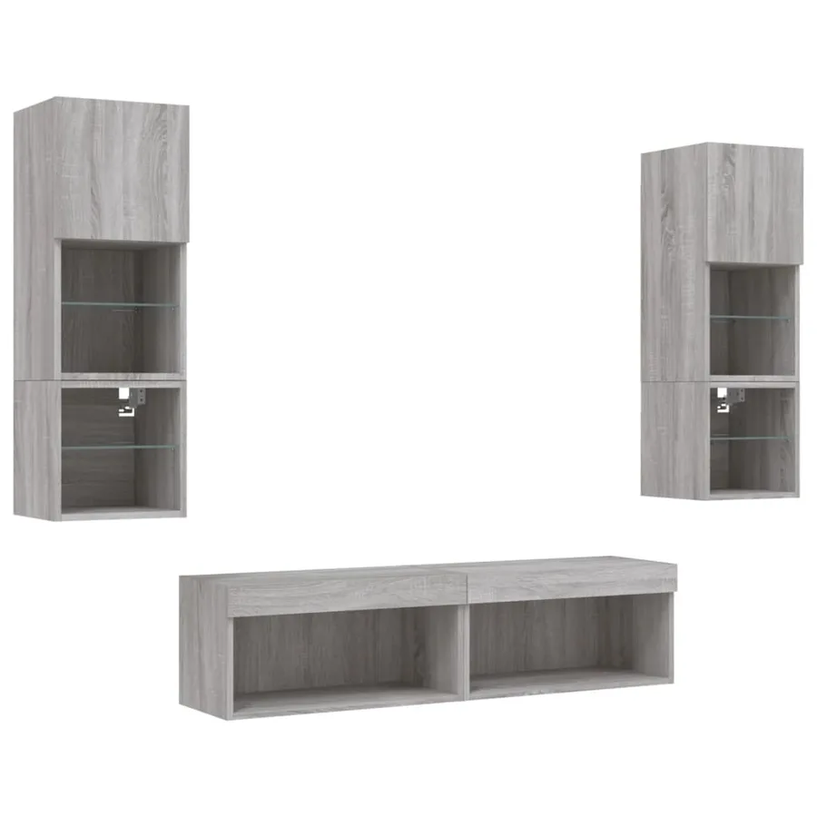 Unités murales TV avec LED 6 pcs gris sonoma bois d'ingénierie - 5