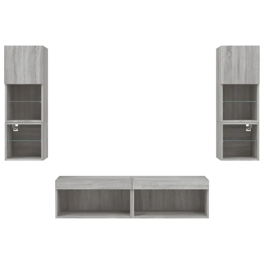 Unités murales TV avec LED 6 pcs gris sonoma bois d'ingénierie - 7