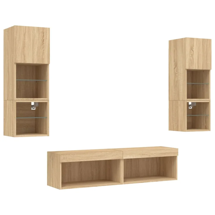 Unités murales TV avec LED 6 pcs chêne sonoma bois d'ingénierie - 5