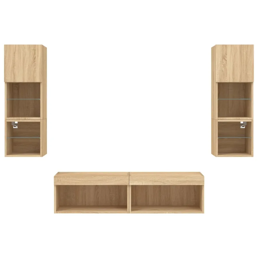 Unités murales TV avec LED 6 pcs chêne sonoma bois d'ingénierie - 7