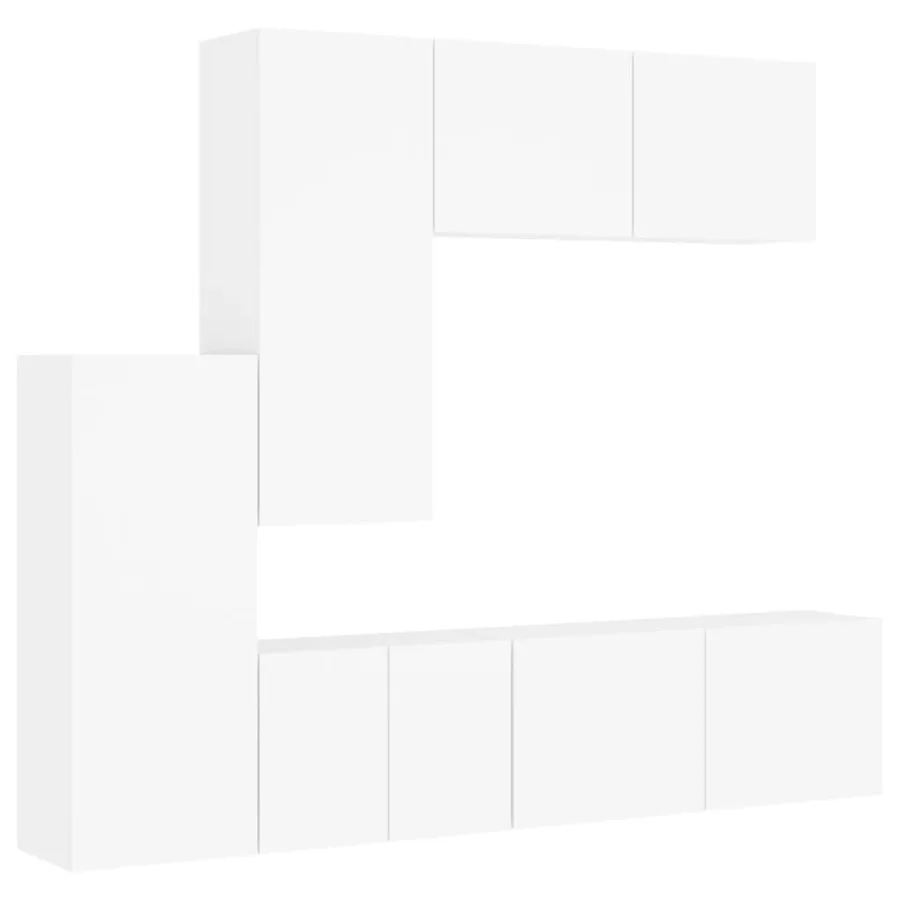 Unités murales TV 5 pcs blanc bois d'ingénierie - 2
