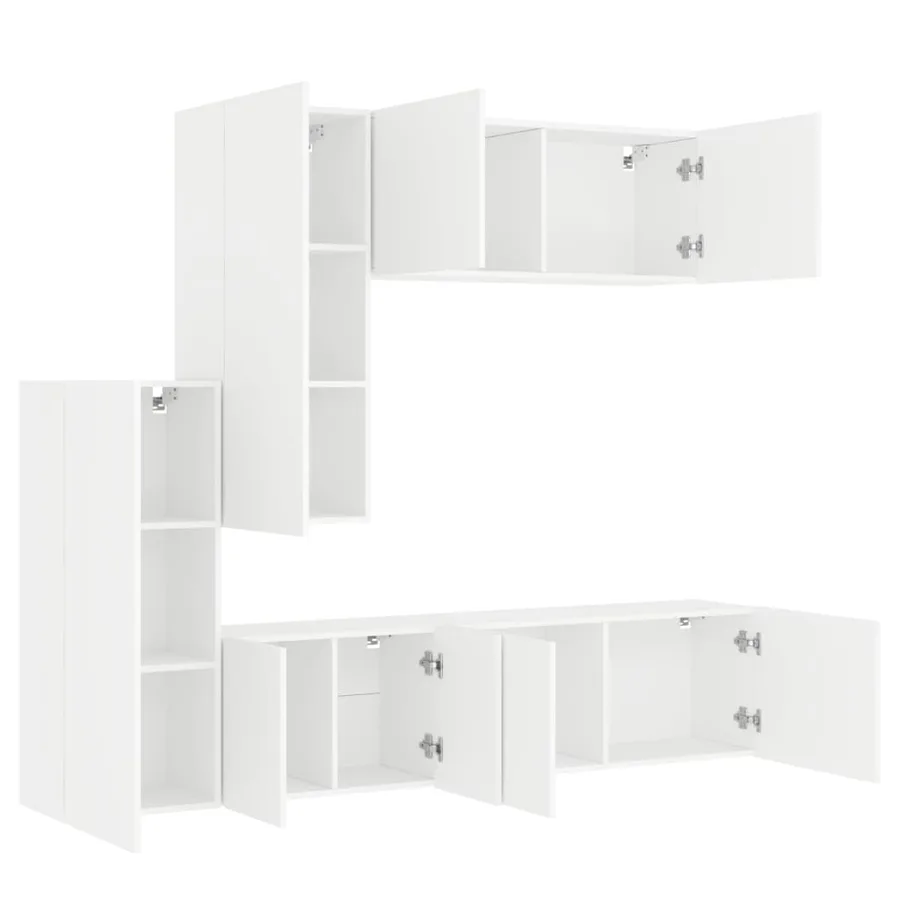 Unités murales TV 5 pcs blanc bois d'ingénierie - 4