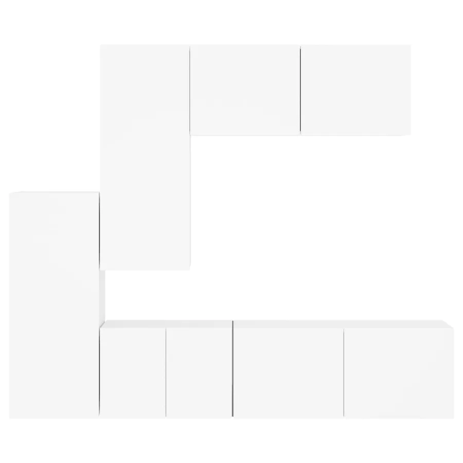 Unités murales TV 5 pcs blanc bois d'ingénierie - 5
