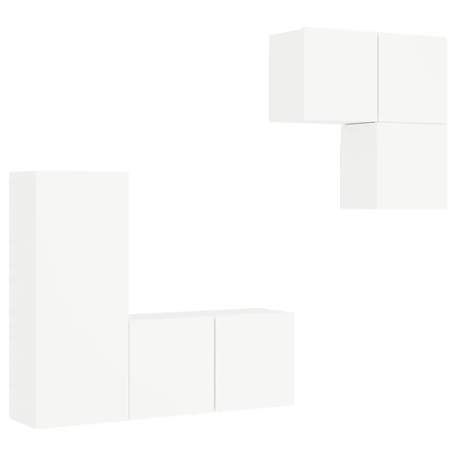 Unités murales TV 4 pcs blanc bois d'ingénierie - 2