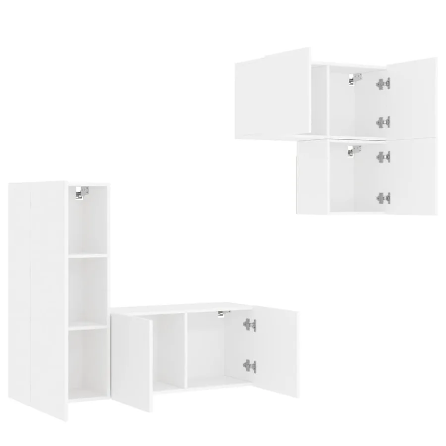 Unités murales TV 4 pcs blanc bois d'ingénierie - 4