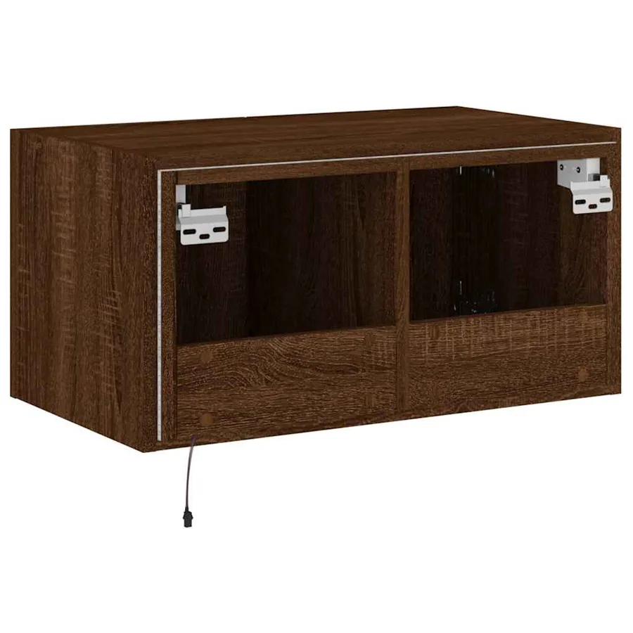 Meuble TV mural avec lumières LED chêne marron 60x35x31 cm - 10
