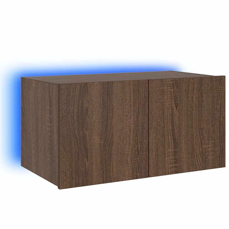 Meuble TV mural avec lumières LED chêne marron 60x35x31 cm - 2
