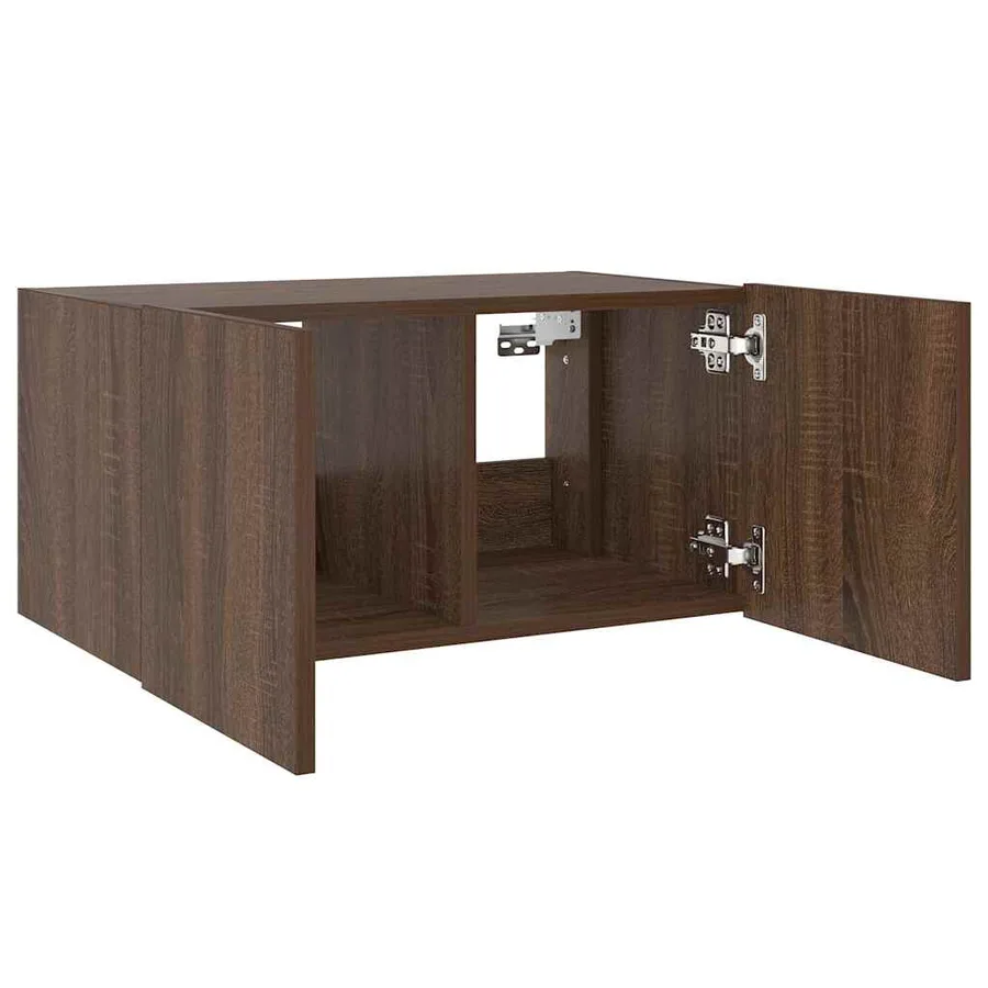 Meuble TV mural avec lumières LED chêne marron 60x35x31 cm - 7
