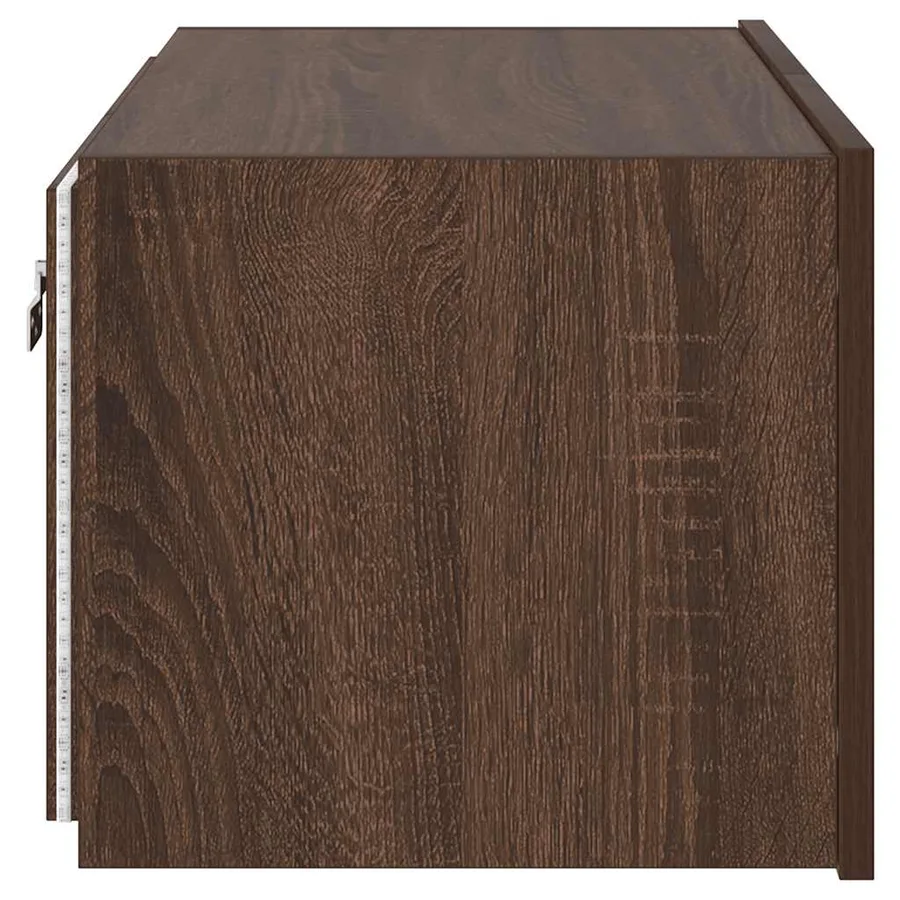 Meuble TV mural avec lumières LED chêne marron 60x35x31 cm - 9